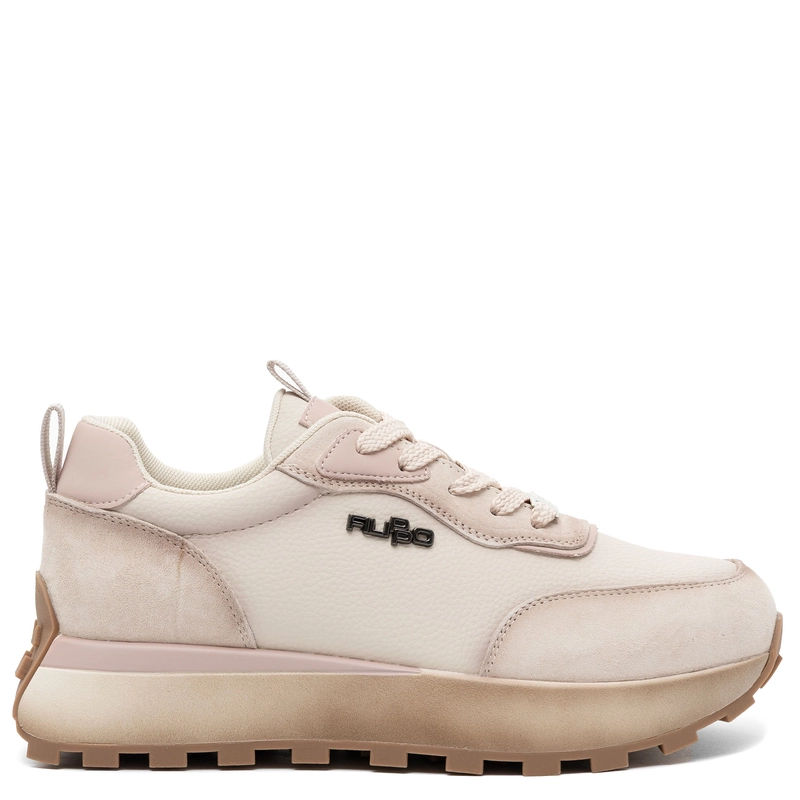 Filippo Leather Platform Sneakers With Pastel Inserts Beige-Pink DP7754-26-BE