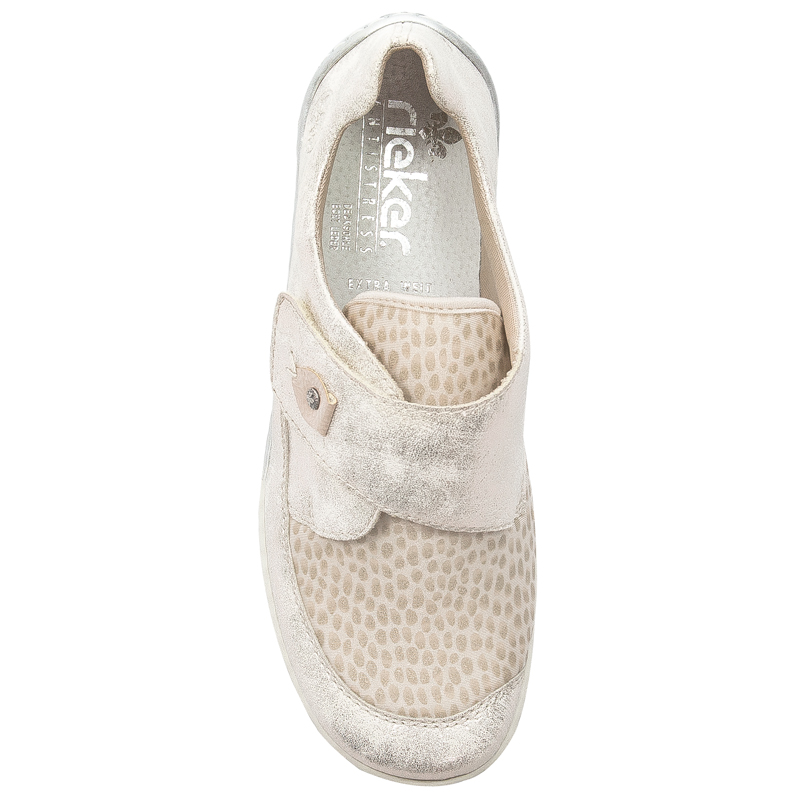 Rieker Women's Velcro Beige Combi Flat Shoes