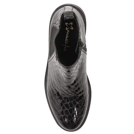 Maciejka Leather Chelsea Ankle Boots Snake-Embossed Patent Black P7219-01/00-7