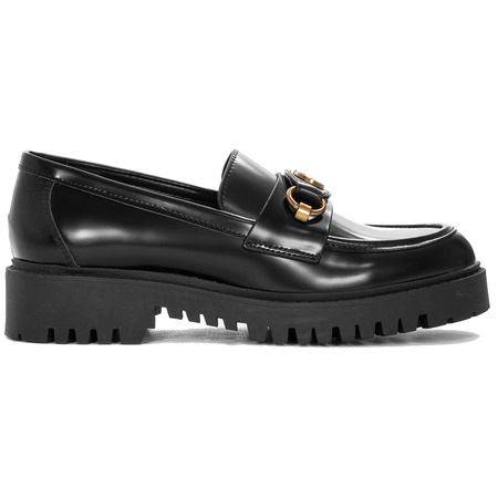 Guess półbuty damskie mokasyny skórzane Black