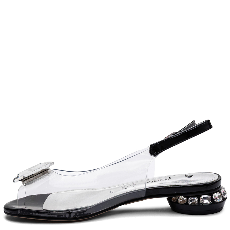 Sca'Viola Transparent Jeweled Sandals With Crystals Clear A936-BLK