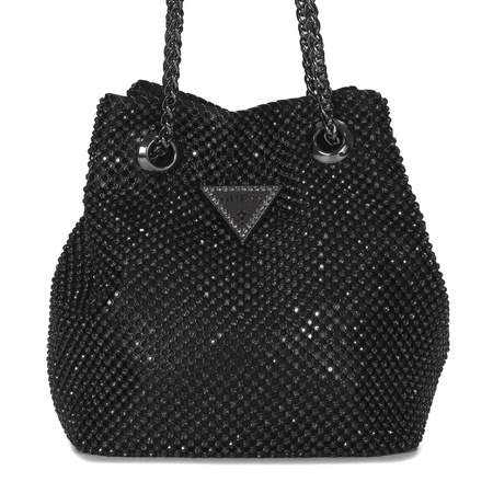 Guess Torba damska wieczorowa mała Lua Mini Black czarna z cyrkoniami