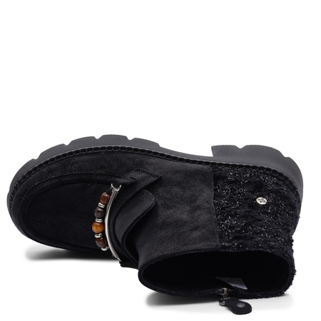 Maciejka Leather Ankle Boots Elegant Black Heeled 07860-01/00-8