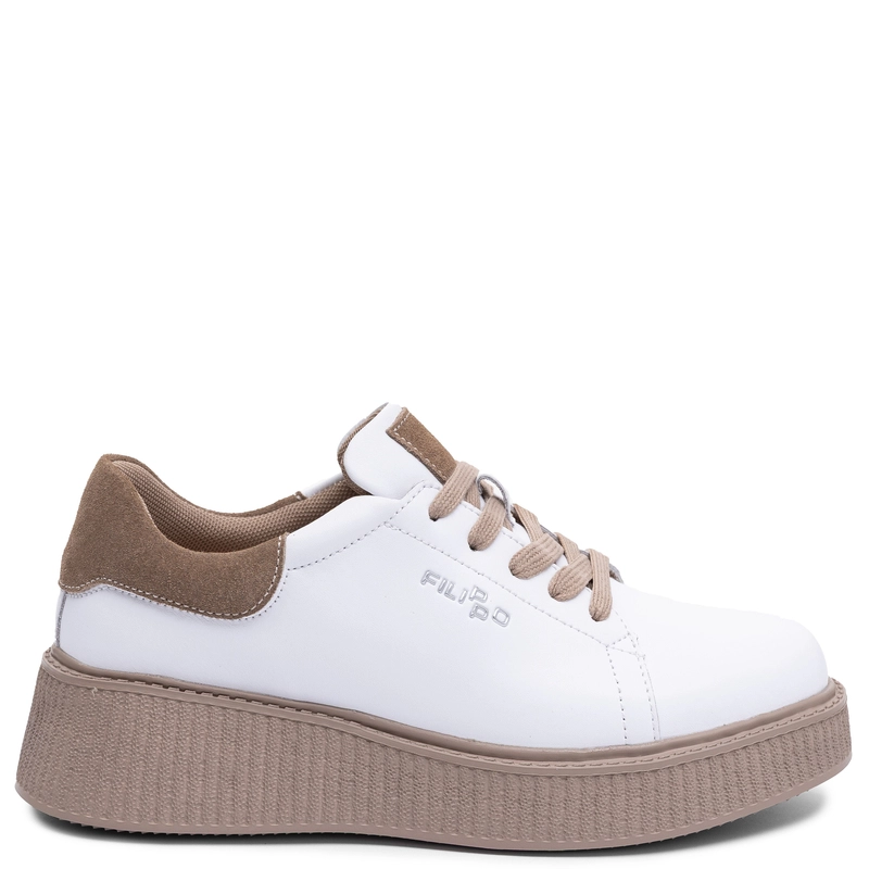 Filippo Zamszowe Sneakersy Damskie Na Platformie Białe DP7982-26-WH