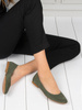 Maciejka Leather Ballet Flats Almond Toe Flat Heel Olive 04100-45/00-8