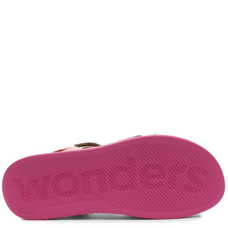 Wonders Skórzane Komfortowe Sandały na Platformie Czerwono-Różowe C-6552-FUCSIA