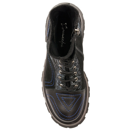 Botki Damskie Maciejka Skórzane Na Platformie Czarne 05624-01/00-7