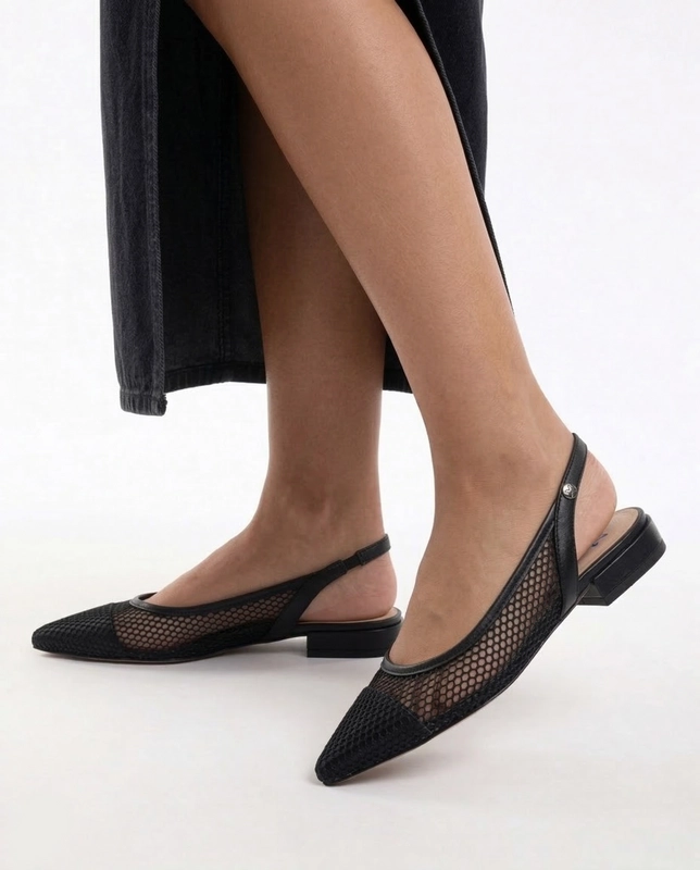 Maciejka Mesh Slingback Flats Pointed Toe Black K7525-01/00-1