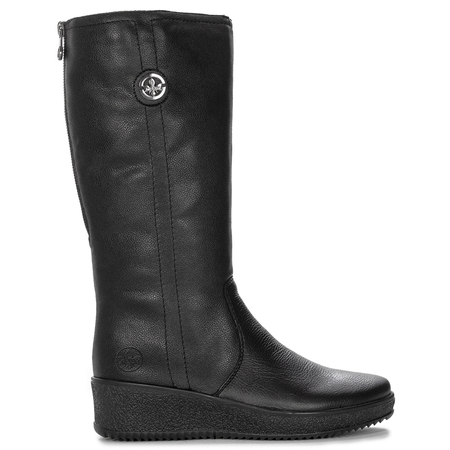Rieker Women's Comfort Wedge Knee-High Boots Black Y4470-01