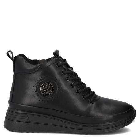 Filippo Skórzane Botki Damskie Na Platformie Ocieplane Czarne DBT4215-25-BK