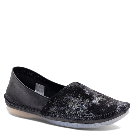 Maciejka Leather Slip-On Shoes Metallic Shine Black Silver 1930W-47/00-0