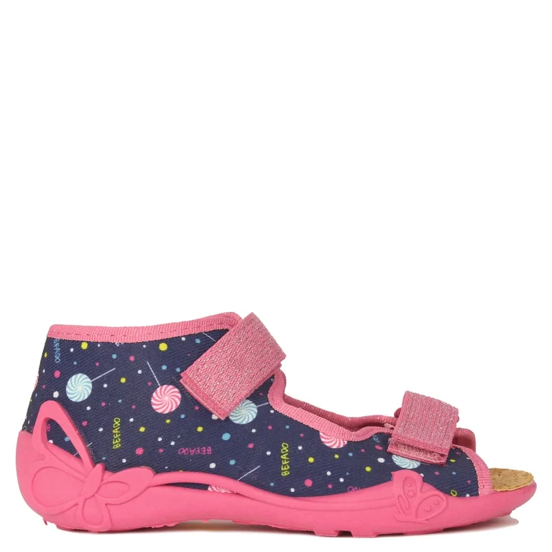 Befado Children's Girls Sandals Navy Blue & Pink