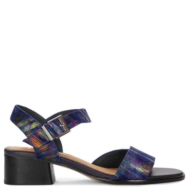 Maciejka Fashionable Leather Sandals On Stable Block Heel Blue N6802-17/00-1