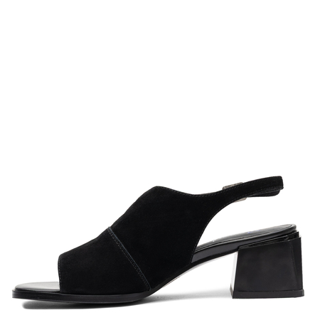 Maciejka Leather Sandals Suede Block Heel Black K7521-01/00-1