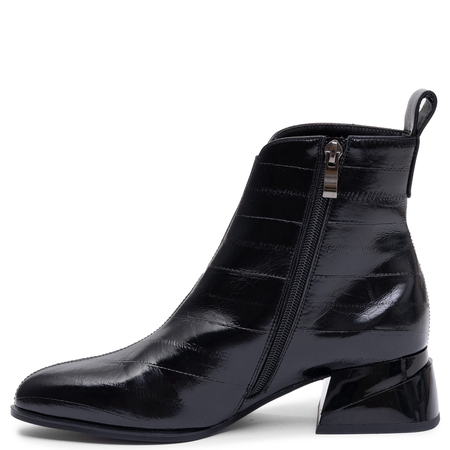 Maciejka Women's Leather Pointed Toe Geometric Block Heel Ankle Boots Black K7675-01/00-7