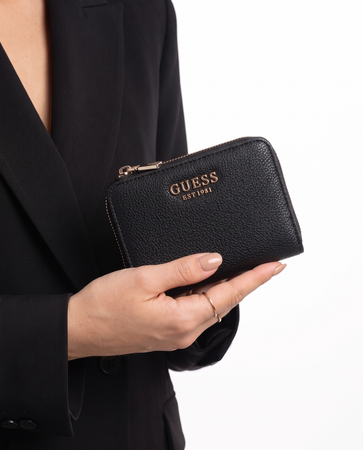 Guess Elegancki Zapinany Na Zamek Portfel Damski Czarny SWBG9735140-BLACK