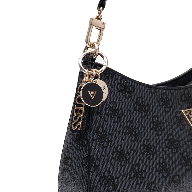 Guess Elegant 4G Monogram Shoulder Bag With Logo Charm Black HWBG9672180-BLACK