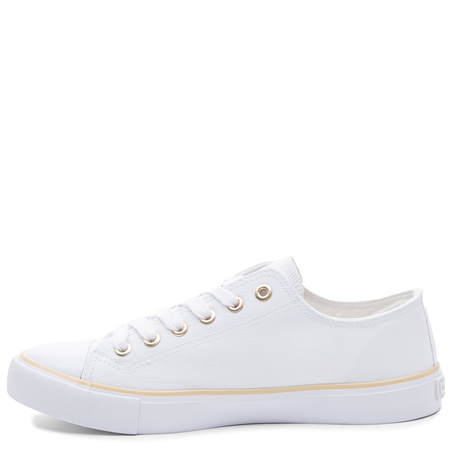 Big Star Białe Klasyczne Trampki Materiałowe Złote Detale TT274772-WHITE