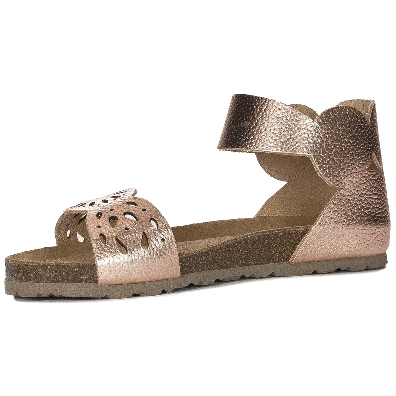 Yokono Women's leather sandals Villa Per Salmon pink and gold