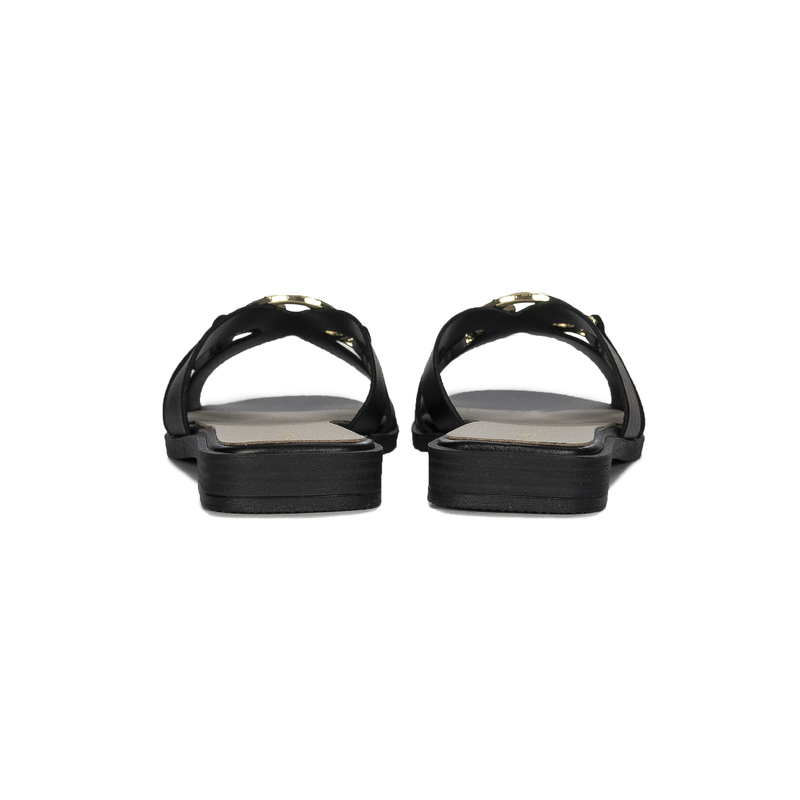 Guess Klapki damskie skórzane Black czarne