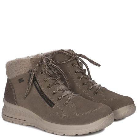Rieker Insulated Leather Boots With Zipper Brown L7701-24-BR