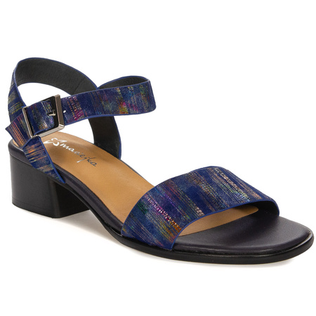 Maciejka Women's Leather Heeled Dark Blue Sandals