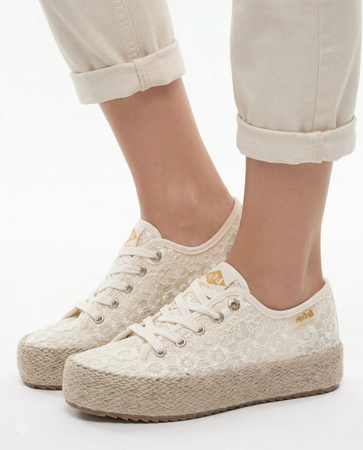 Lee Cooper Lace Platform Espadrille Sneakers Beige LCW-26-31-4328L