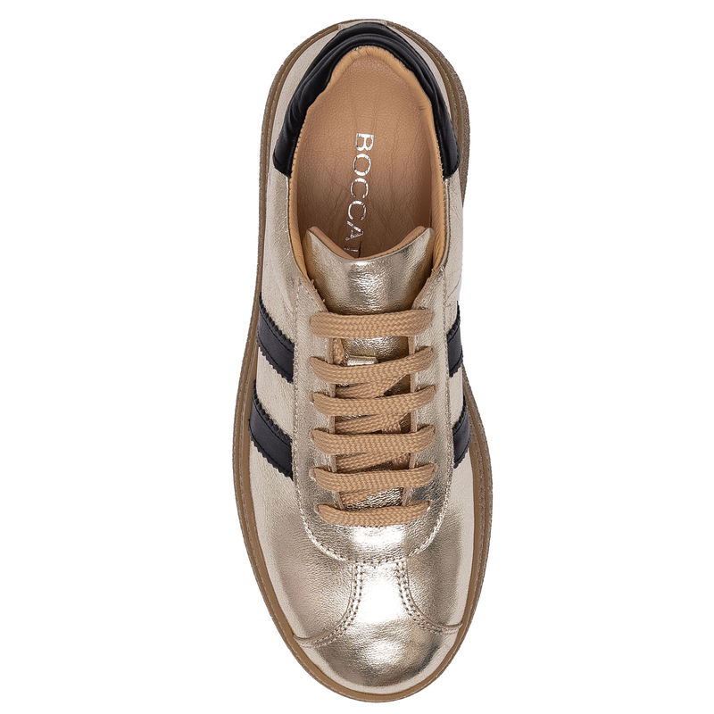 Boccato Skórzane Półbuty Sneakersy na Platformie Złote 050-71317-GOLD
