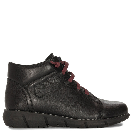 Maciejka Leather Elastic Laces Ankle Boots Side Zip Black P7240-01/00-1