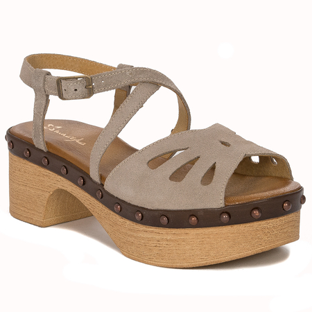 Maciejka women's Dark Beige velor Sandals