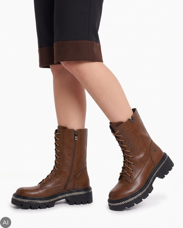Maciejka Leather Lace-Up Ankle Boots On Platform Brown K7733-29/00-7