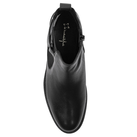 Maciejka Leather Minimalist Ankle Boots Low Heel Black P2132-01/00-9