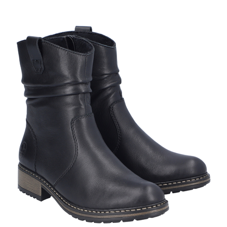 Rieker Comfortable Leather Women's Ankle Boots Warm Lined Black Z6883-00-BLK