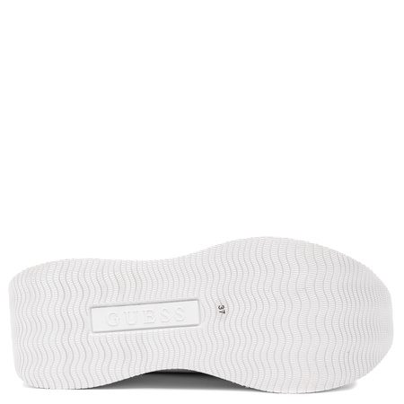 Guess Platform Quilted Monogram Sneakers Metallic Heel White FLPC10FAL12 WHITE
