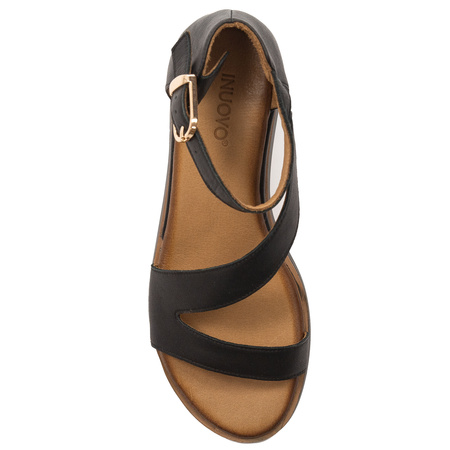  Inuovo Women's Leather Platform Sandals Black