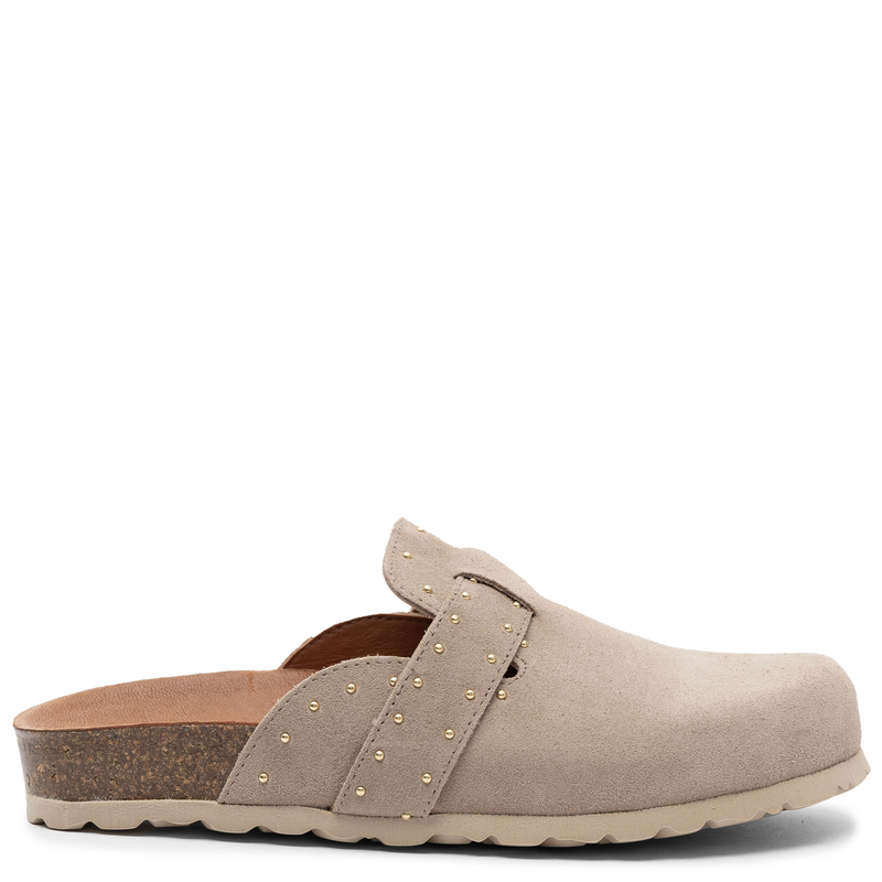 Verbenas Suede Mules With Gold Studs Beige ROE-SER-TACH-PIE