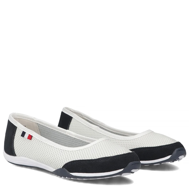 Filippo Leather Openwork Sporty Ballerinas White DP142-26-WH-NV