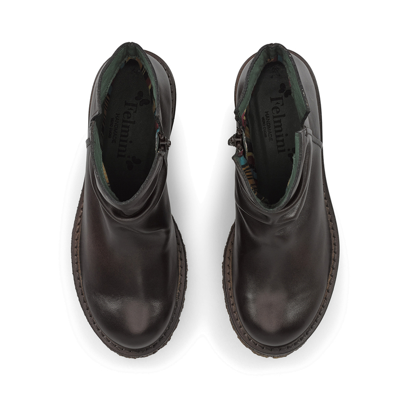 Felmini Women's Brown Leather Ankle Boots