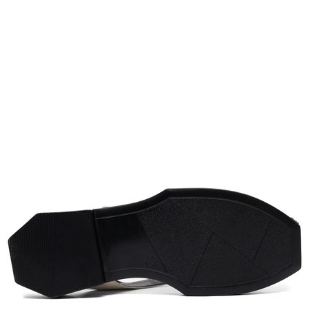 Maciejka Leather Two-Tone Sandals With Decorative Buckle Black-Beige K7478-01/00-1