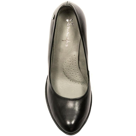 Maciejka Leather Comfortable Pumps On Platform Black 02629-01/00-1