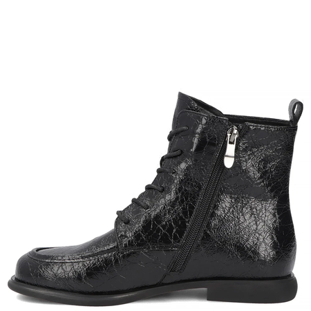 Filippo Patent Leather Lace-Up Ankle Boots Black DBT8142-26-BK