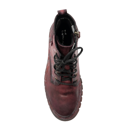 Maciejka Leather Women's Boots With Decorative Pattern Burgundy 07071-23/00-8