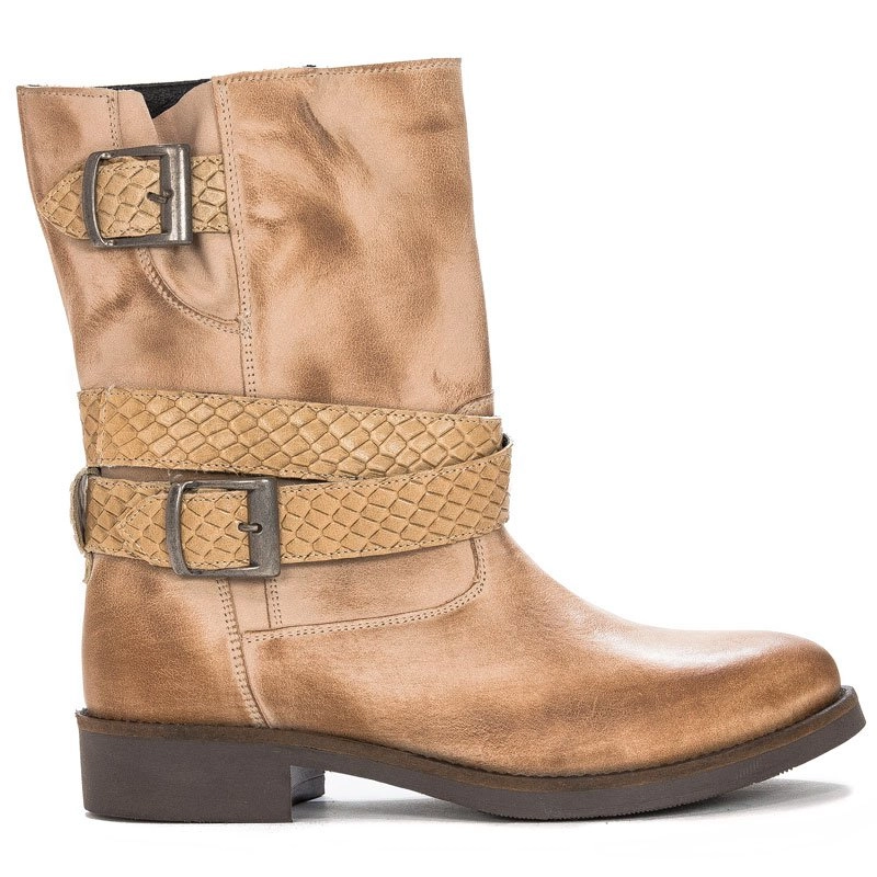 Kozaki Maciejka skórzane Camel