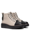 T. Sokolski Leather Platform Ankle Boots with Cap Toe Beige TS-Z24-218-BEIG-BL