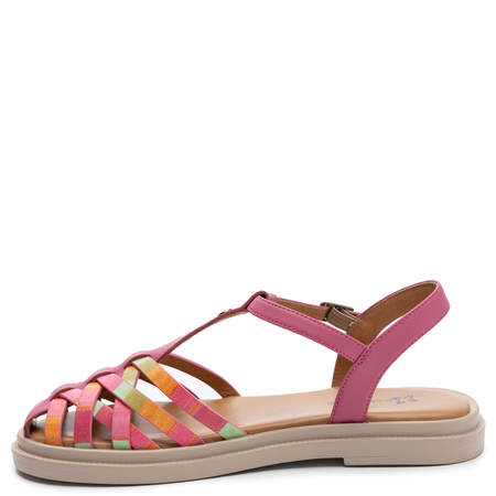 Maciejka Leather Sandals Woven Upper Closed Toe Platform Pink K7442-15/00-1