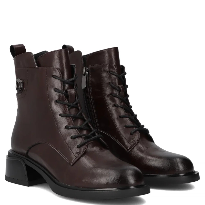 Filippo Genuine Leather Insulated Lace-Up Ankle Boots Dark Brown DBT7369-26-DBR