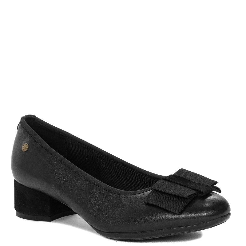 Maciejka Women’s Leather Pumps Block Heel With Bow Black P7220-01/00-7