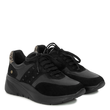 Maciejka Sneakersy Skórzane Półbuty Na Koturnie Czarne P7239-01/00-7