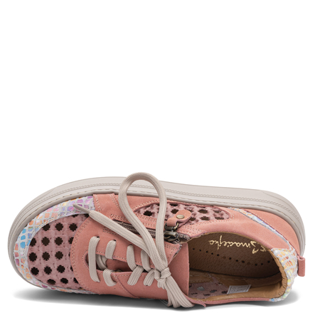 Maciejka Leather Openwork Platform Sneakers Pink 07317-15/00-1