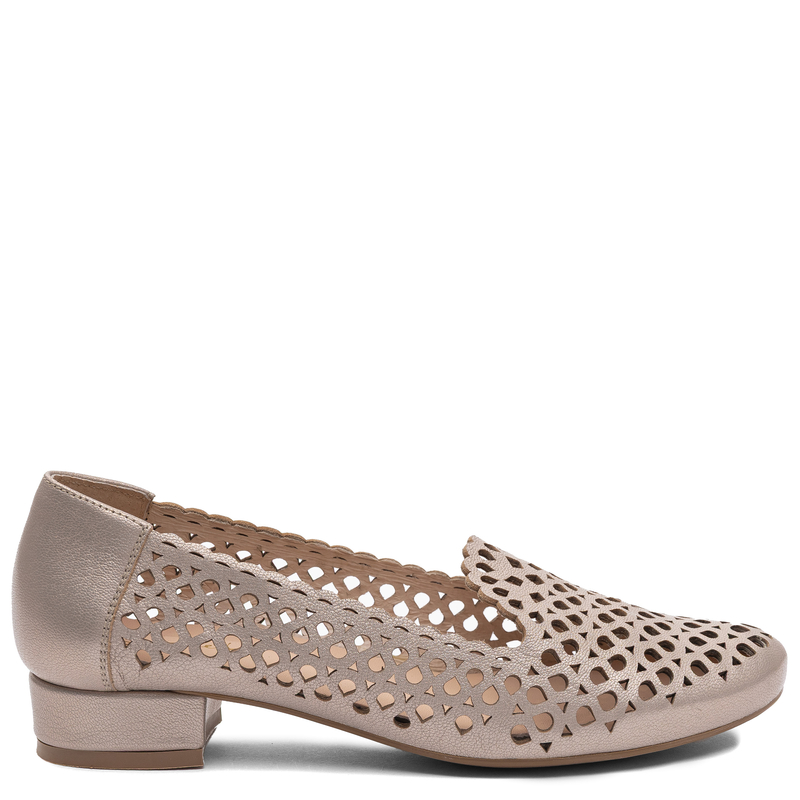 Maciejka Leather Openwork Flat Shoes Peep Toe Gold 1082-2-GOLD
